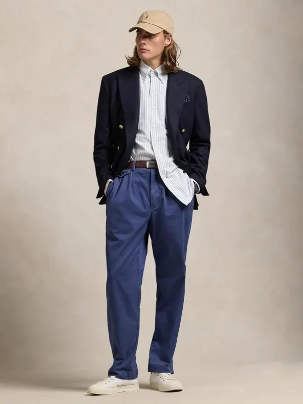 Polo Ralph Lauren Blue Whitman Relaxed Fit Pleated Chino Trousers Seasons