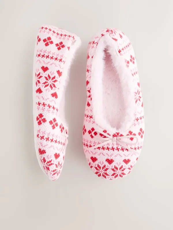 Red Fairisle Ballet Slippers