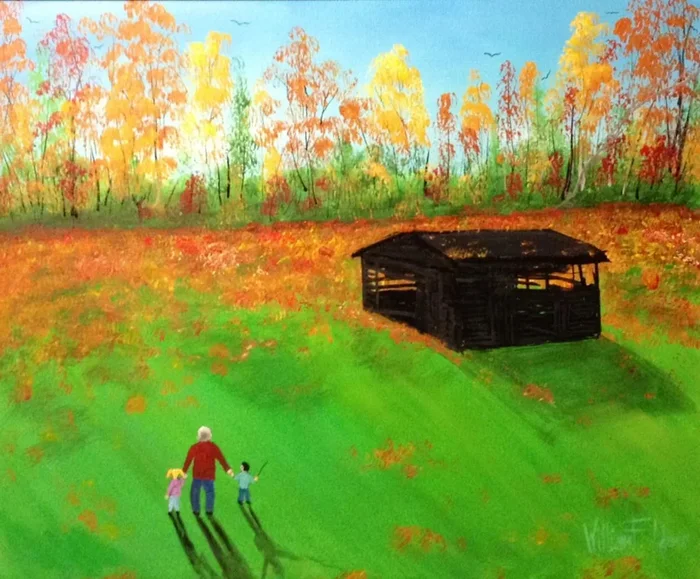 (Reduced) – Another Adventure with Papaw!!! (2015) Acrylic painting by William F. Adams