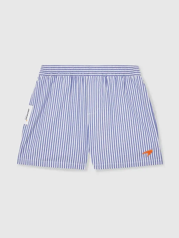 Reiss Blue/White Lella McLaren F1 Team Cotton Stripe Shorts