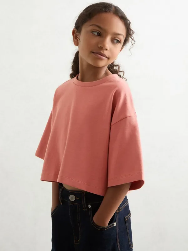 Reiss Rose Alex 3-9 yrs Cotton Oversized Cropped T-Shirt