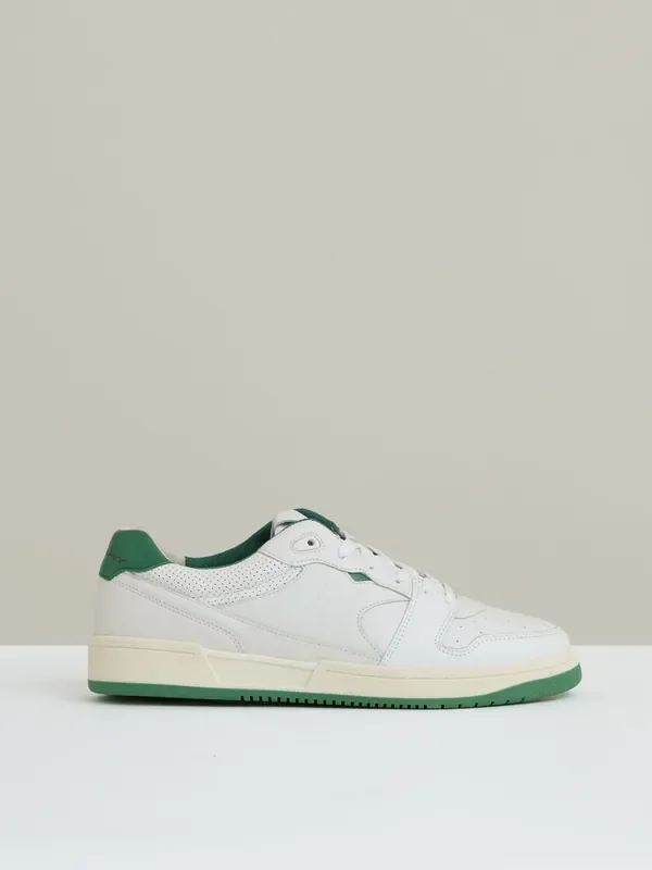 Reiss White/Green Astor Leather Low Top Trainers