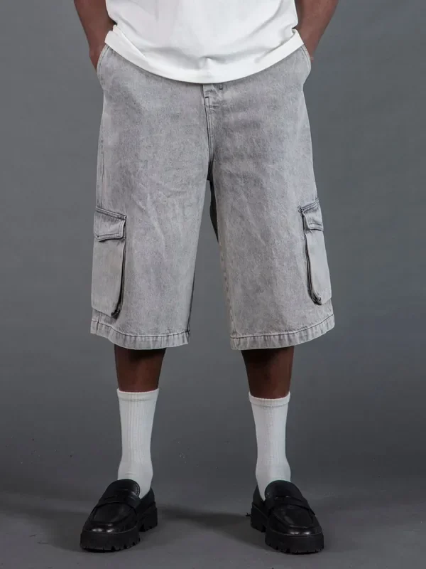 Religion Grey Cargo Jort Herringbone 100% Cotton Shorts