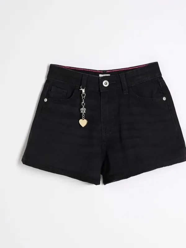 River Island Black Denim Circle 100% Cotton Shorts