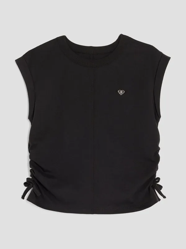 River Island Black Ruched Side Top