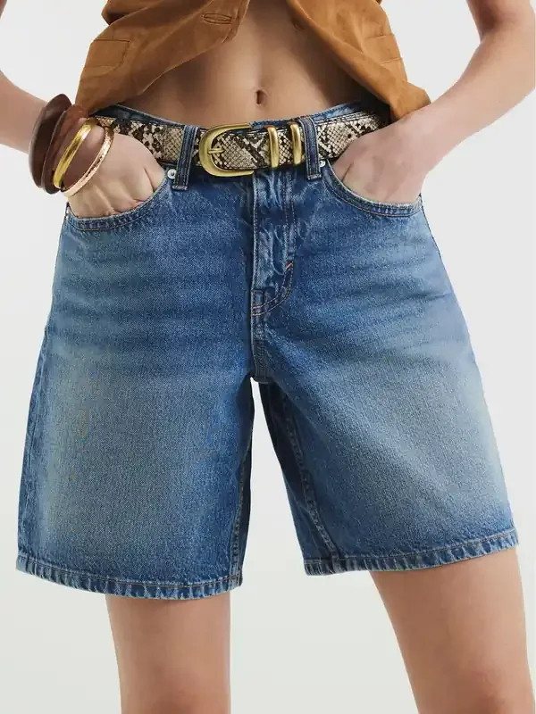 River Island Blue Bermuda Denim Shorts