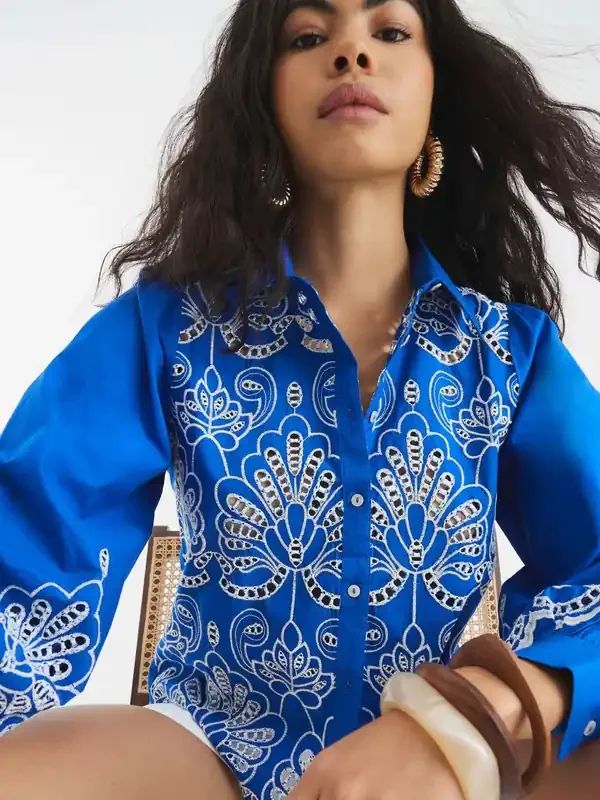River Island Blue Broderie Cutwork Shirts