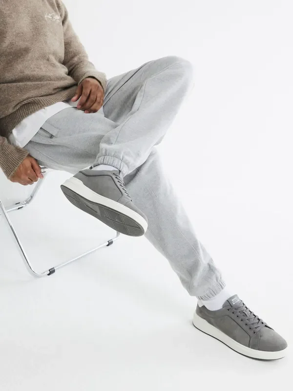 River Island Grey Suede Cupsole Trainers