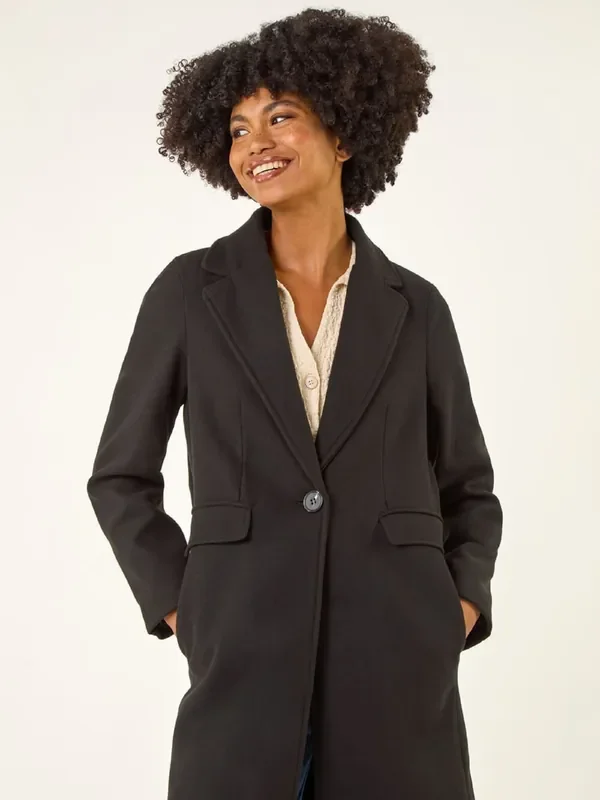 Roman Black Tailored Longline Coat