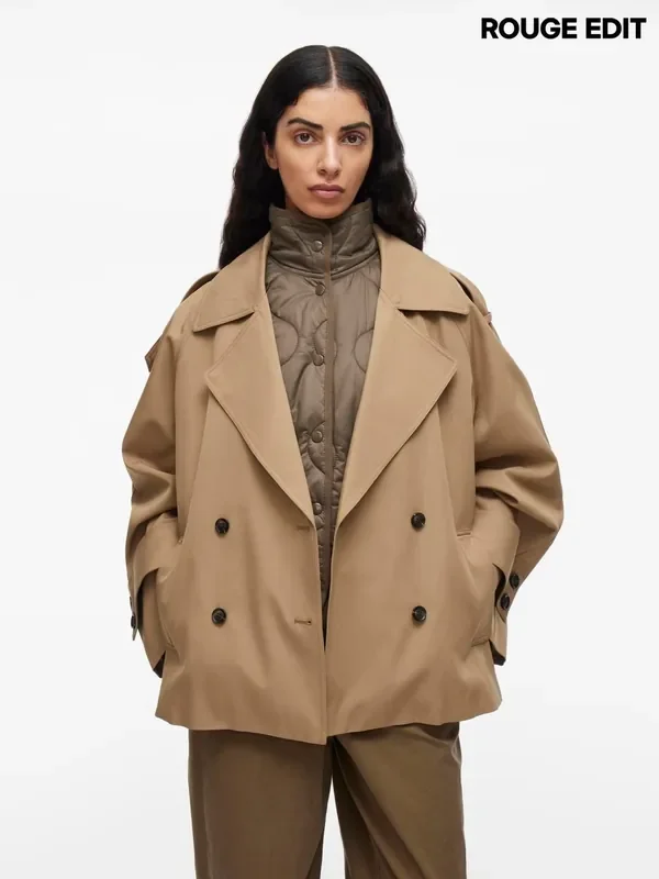 Rouge Edit Short 2-in-1 Trench Brown Coat