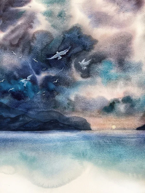 Сan you hear the birds? (2024) Watercolour by Delnara El