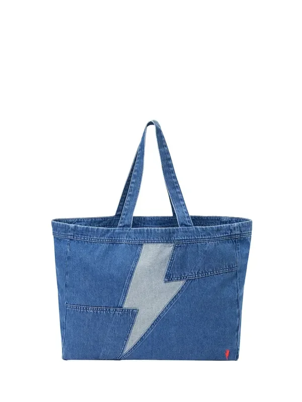 SCAMP & DUDE Blue Denim Bolt Tote Bag Bolt Patchwork