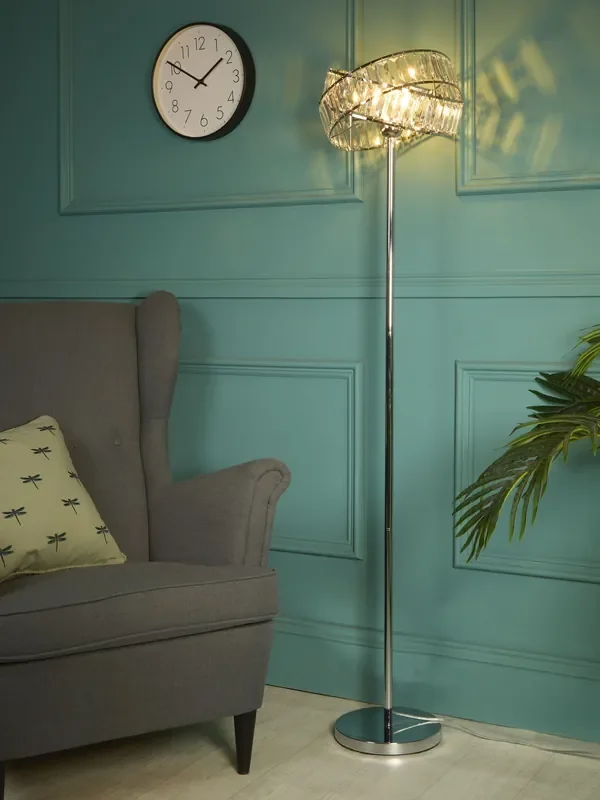 Searchlight Chrome/Clear Madea 2 Band Floor Lamp