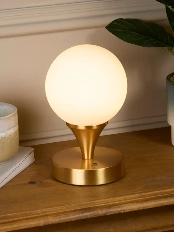 Searchlight Gold Rechargeable LED Touch Lumière Globe Table Lamp
