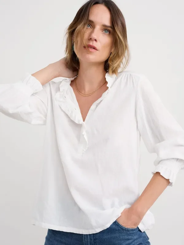 Seasalt Cornwall White Feather Star Checked Top