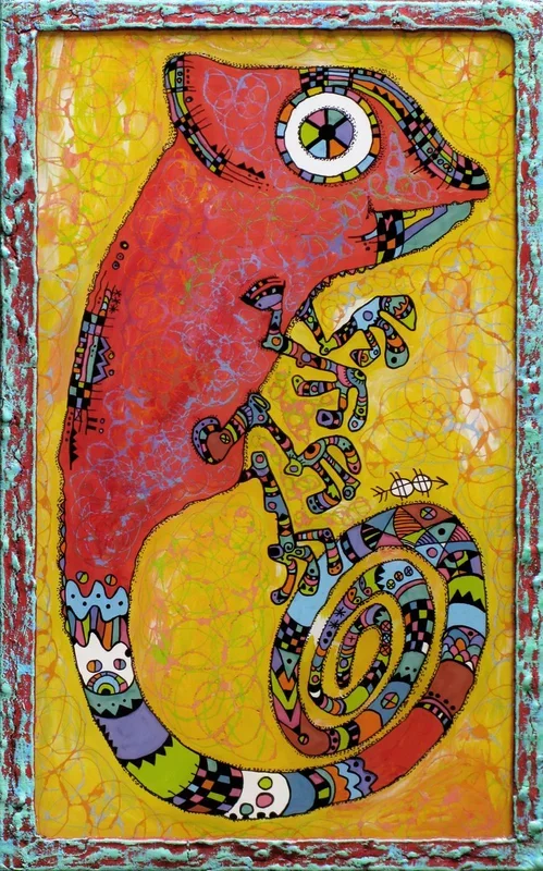 Сhameleon #4 (2018) Gouache painting by Nikita Ostapenco