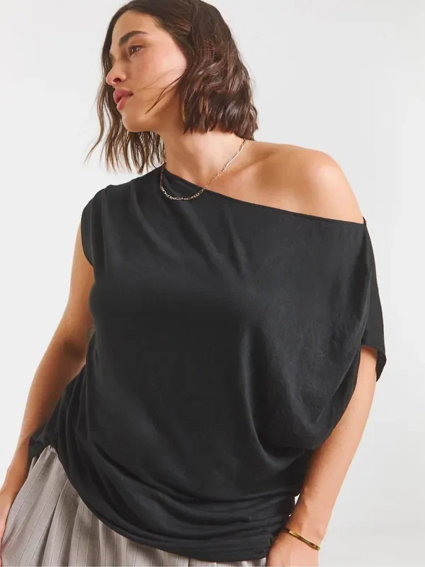 Simply Be Black Off The Shoulder Mesh Top