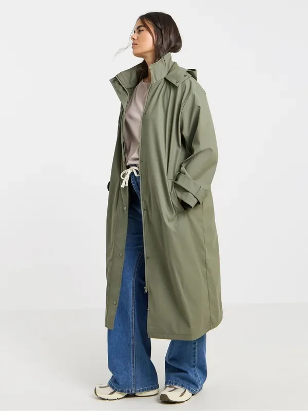 Simply Be Green Longline Rubberised Raincoat