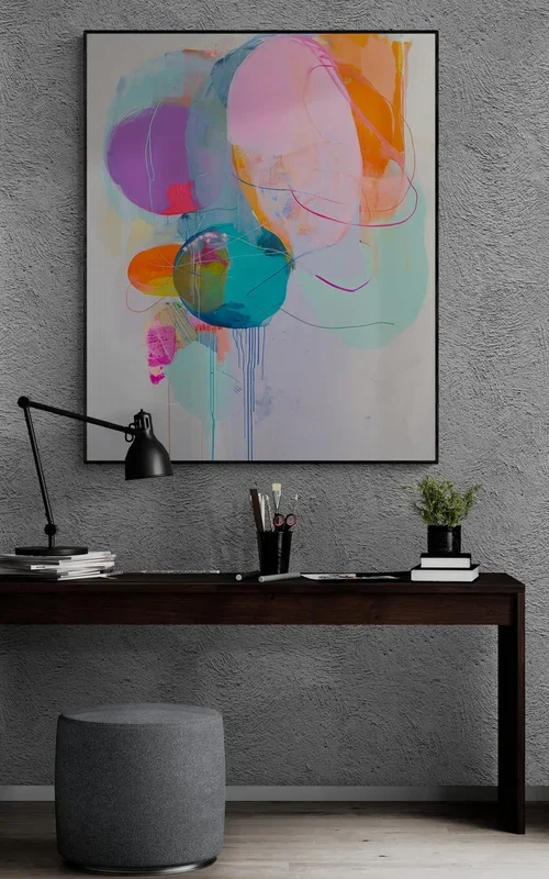 Сolorful circles with pink and aquamarine (2023) Giclée print by Sasha Robinson