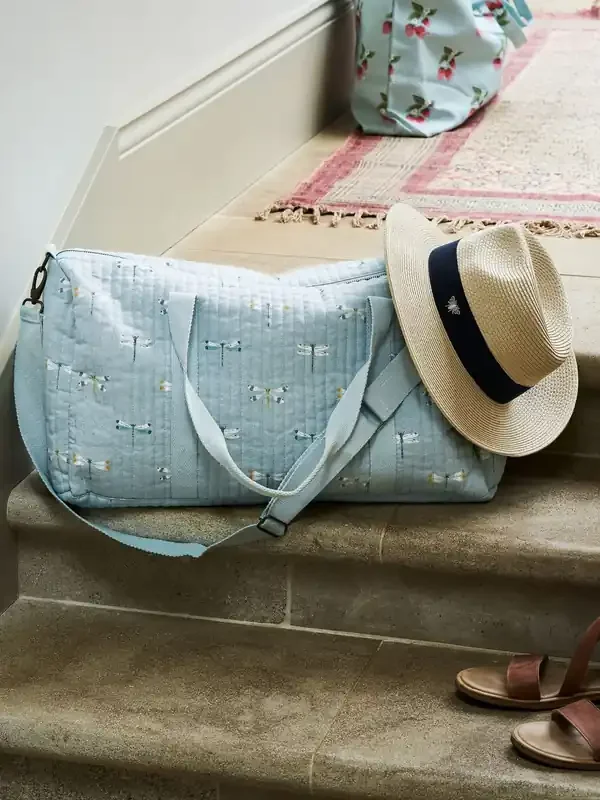 Sophie Allport Teal Blue Quilted Dragonfly Weekend Bag