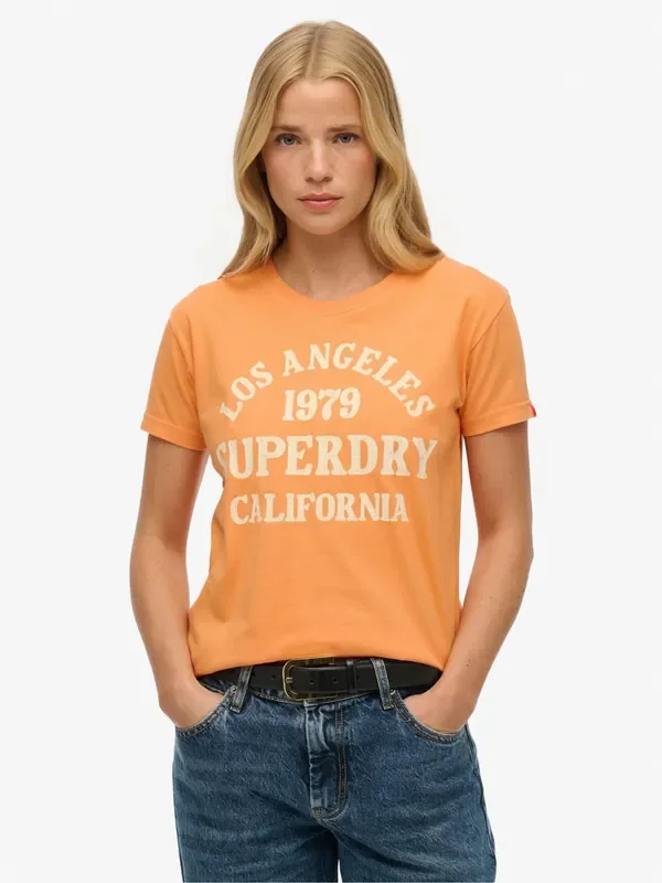 Superdry Orange Surf Logo Fitted 100% Cotton T-Shirt
