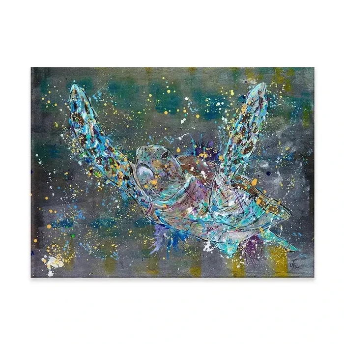 Swimming Turtle Splash Canvas Print