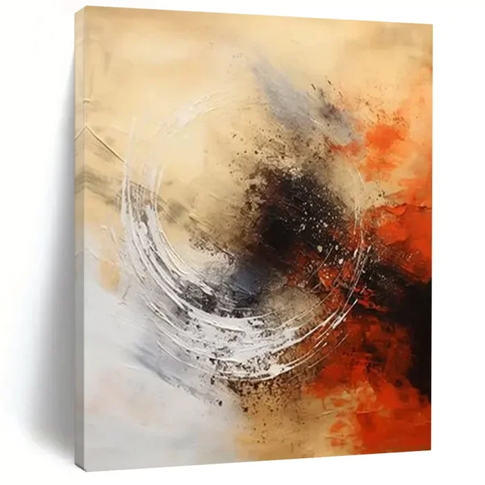 “Swirling Neutrals with Orange Accents” – Dynamic Abstract with Circular Motif DTP121