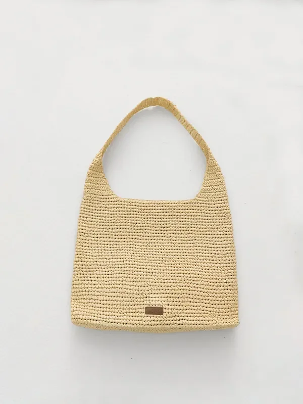 TALA Brown Raffia Shoulder Bag