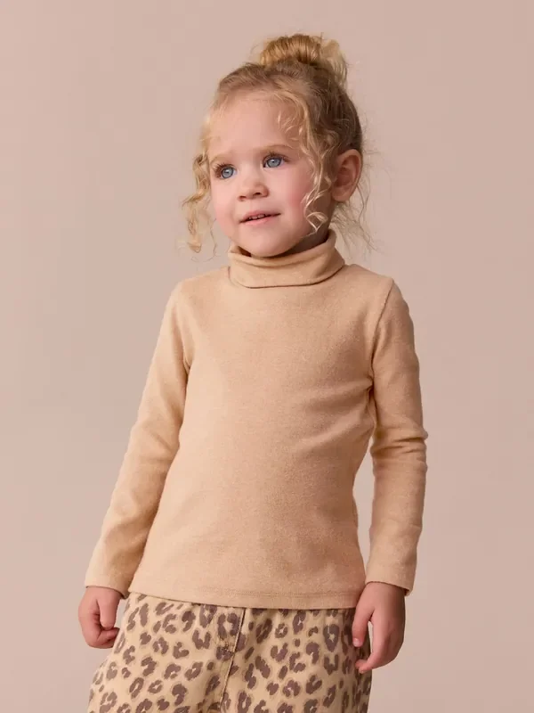 Tan Brown Long Sleeve Roll Neck Top (3mths-7yrs)