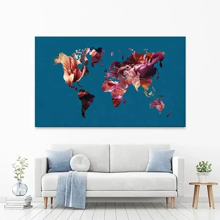 Teal Map Canvas Print