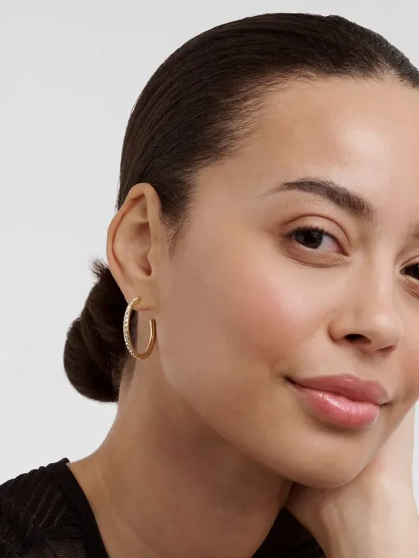 Ted Baker Gold Medium CLANCI Medium Crystal Hoop Earrings