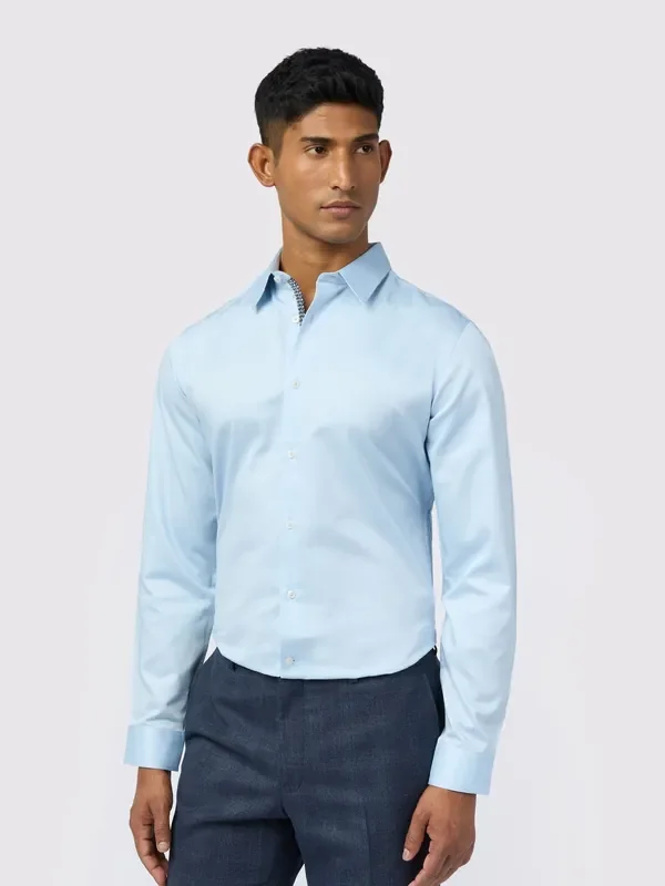 Ted Baker Tailoring Slim Blue Felix Stretch Shirt