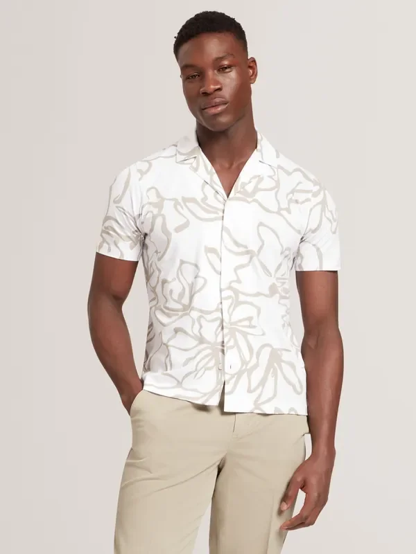 Ted Baker White Claub Floral Print Jersey Shirt
