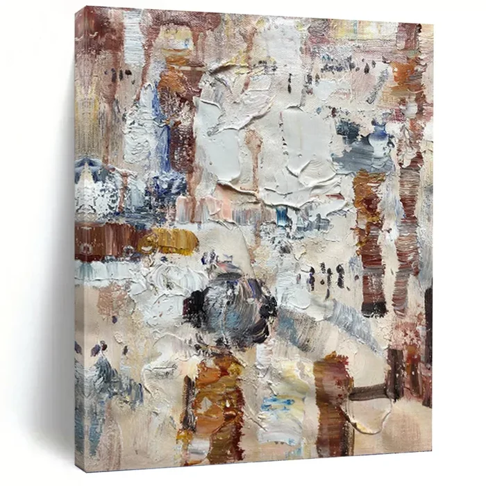 “Textured Urban Abstract Collage” – Multicolor Abstract Art on Canvas DKH1302