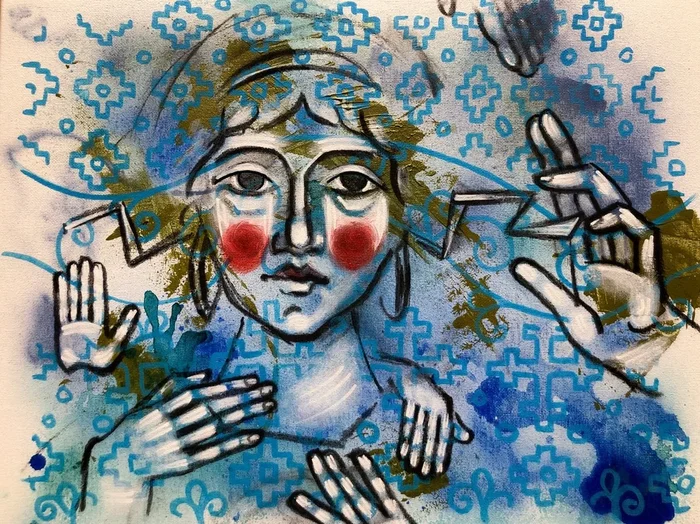 “The past” acrylic charcoal (2024) Mixed-media painting by Yuliia Chaika