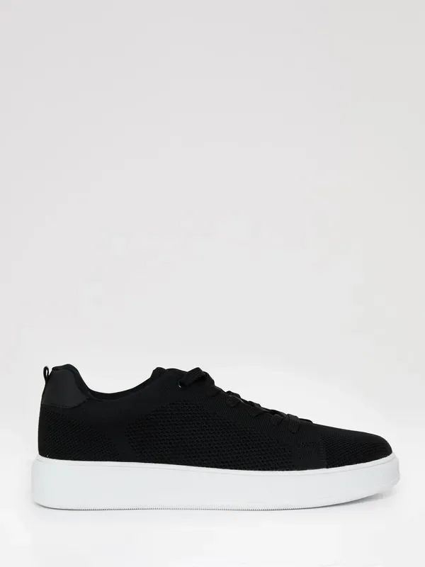 Threadbare Black Textured Trainers