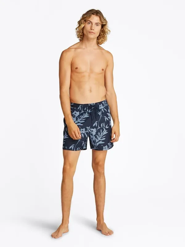 Tommy Hilfiger Blue Medium Length Print Drawstring Swim Shorts