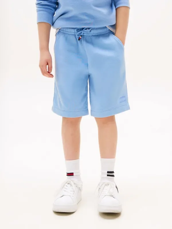 Tommy Hilfiger Blue Tonal Flag Embroidery Sweat Shorts