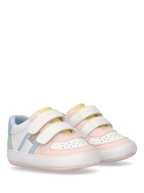Tommy Hilfiger White Colour Blocked Flag Low Cut Velcro Trainers