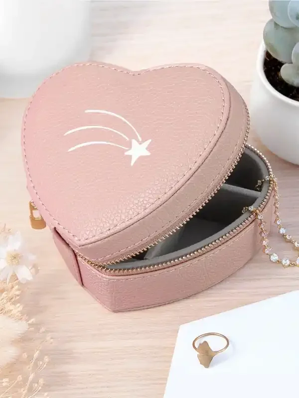 Treat Republic Customisable Icon Pink Heart Jewellery Case Shooting Star