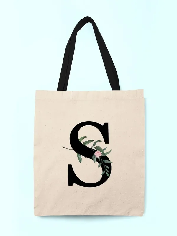 Treat Republic Personalised Floral Print Initial Tote Bag