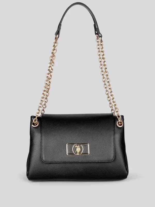 U.S. Polo Assn. Black Jones Chic Flap Chain Cross-Body PU Bag