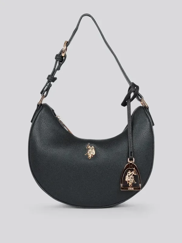 U.S. Polo Assn. Black Womens Jones Small Round Hobo Bag