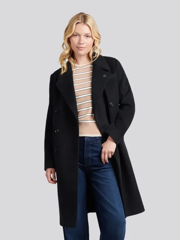 U.S. Polo Assn. Black Wool Blend Double Breasted Coat