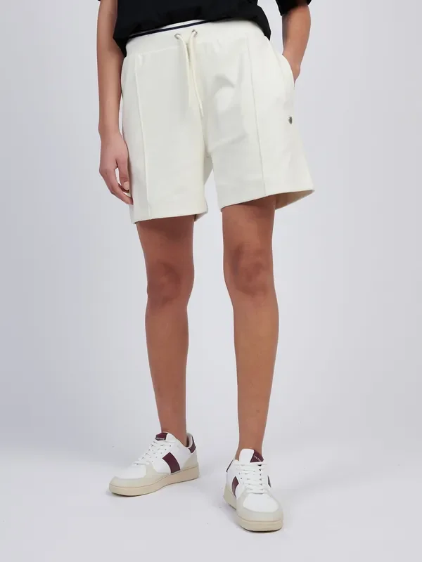 U.S. Polo Assn Cream Womens Pintuck Tipped Sweat Shorts