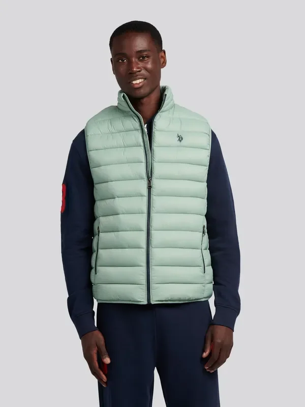 U.S. Polo Assn. Green Mens Bound Quilted Gilet