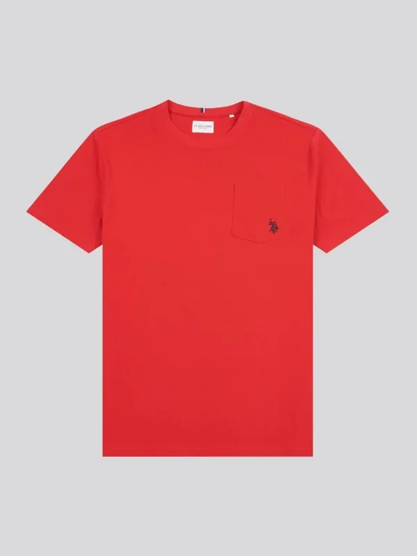 U.S. Polo Assn. Red Mens Double Horsemen Pocket 100% Cotton T-Shirt