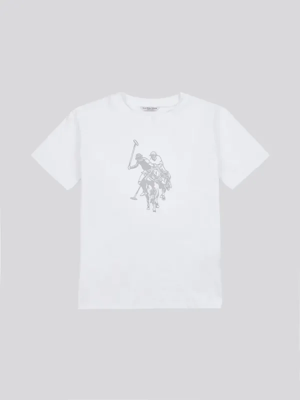U.S. Polo Assn. White Womens Double Horsemen Print Crew Neck T-Shirt