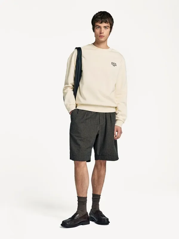Universal Works Blue Pleated Track Check Seersucker Shorts