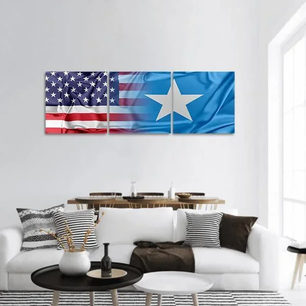 USA and Somalia Flag Panoramic Canvas Wall Art